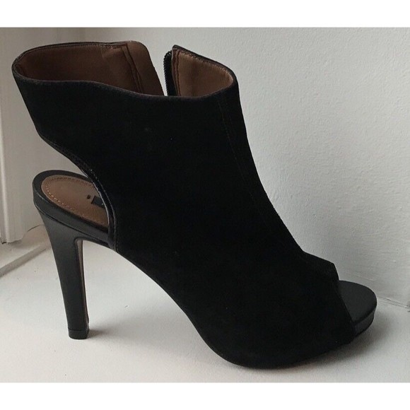 Arezzo Sandals High Heel Booties Black Suede Leather Sz 5 6 B Eu 36 Stilettos - Picture 3 of 7